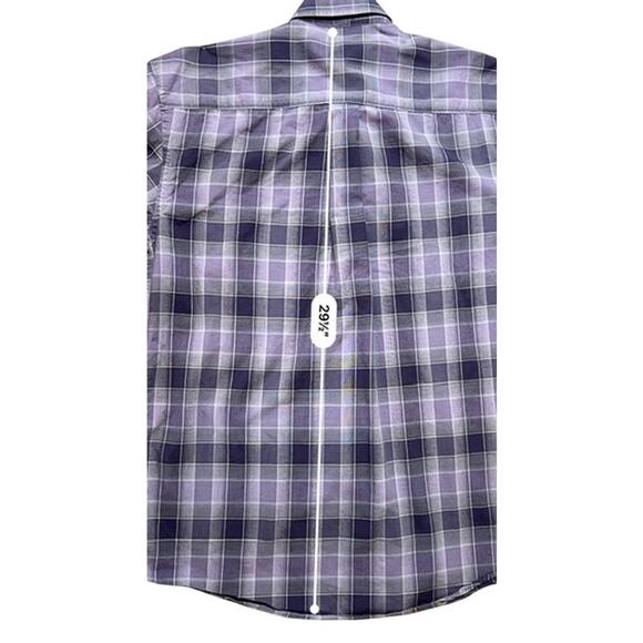 Alan Flusser Button Down Shirt MEDIUM 33.5" Purple Plaid Corpcore Night Out‎ - Picture 6 of 11